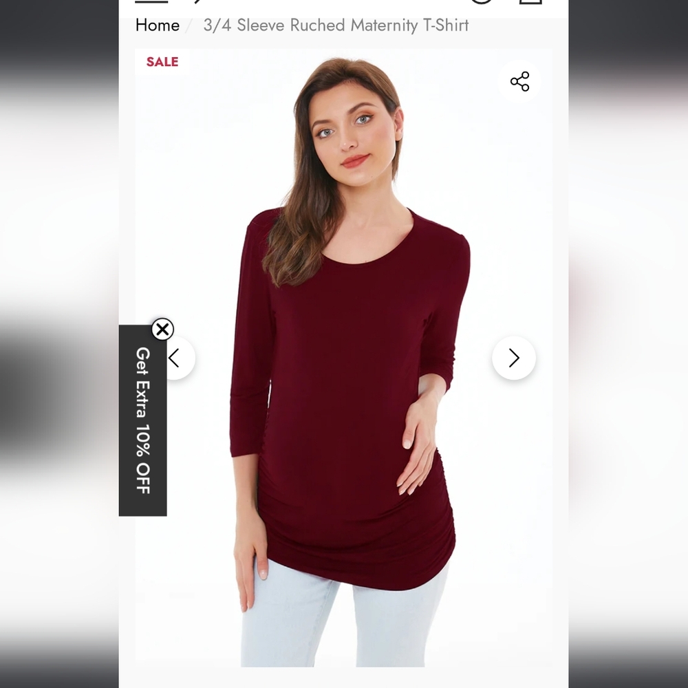 Small Show 3/4 Sleeve Maternity T-Shirts in Multiple Colors. Lot Of 7 Shirts.